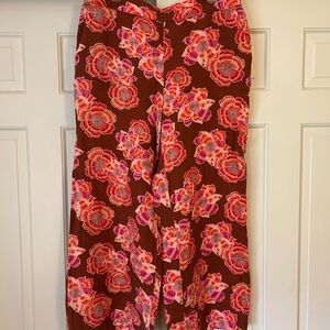 LOFT Pink and Red Floral Pants